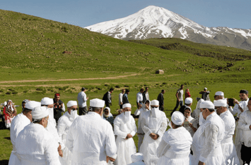 Zoroastrian Praying at Mount Damavand